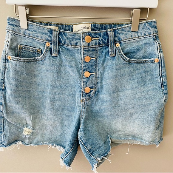 Universal Thread Vintage Midi High Rise Shorts Blue Sz 26 - Picture 3 of 8